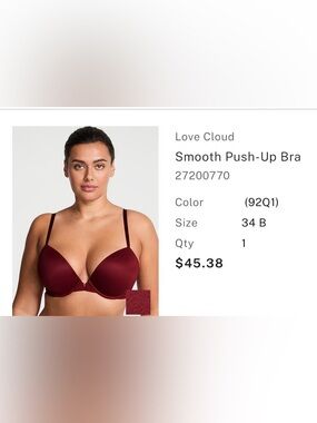 Victoria's Secret Smooth Push-Up Bra - Wine